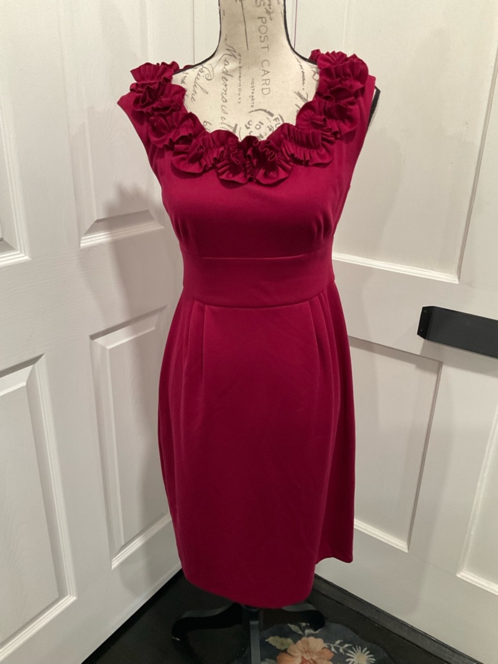 NWT‎ LONDON TIMES MAROON ROSETTE DRESS